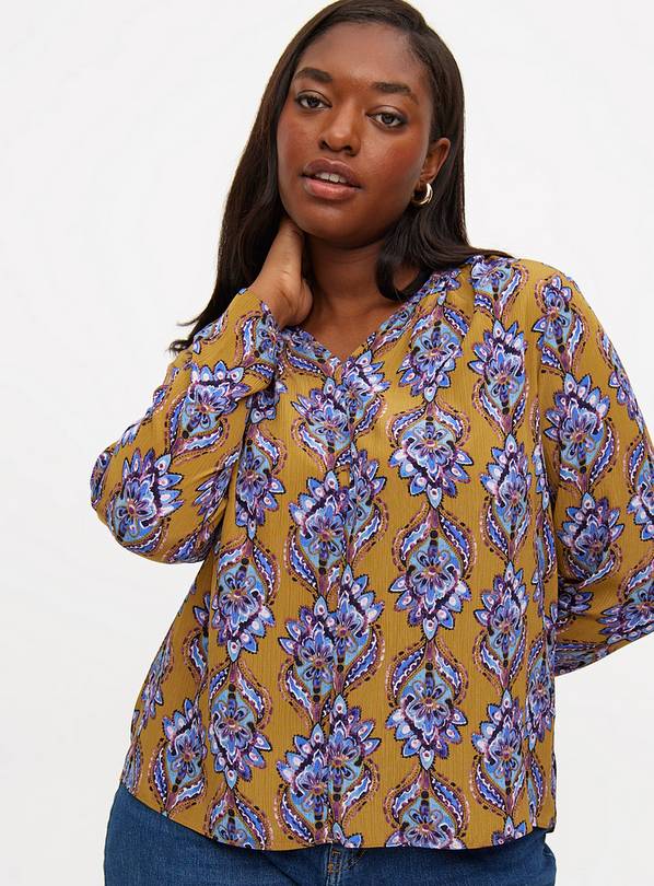 Paisley Print V Neck Long Sleeve Blouse 16